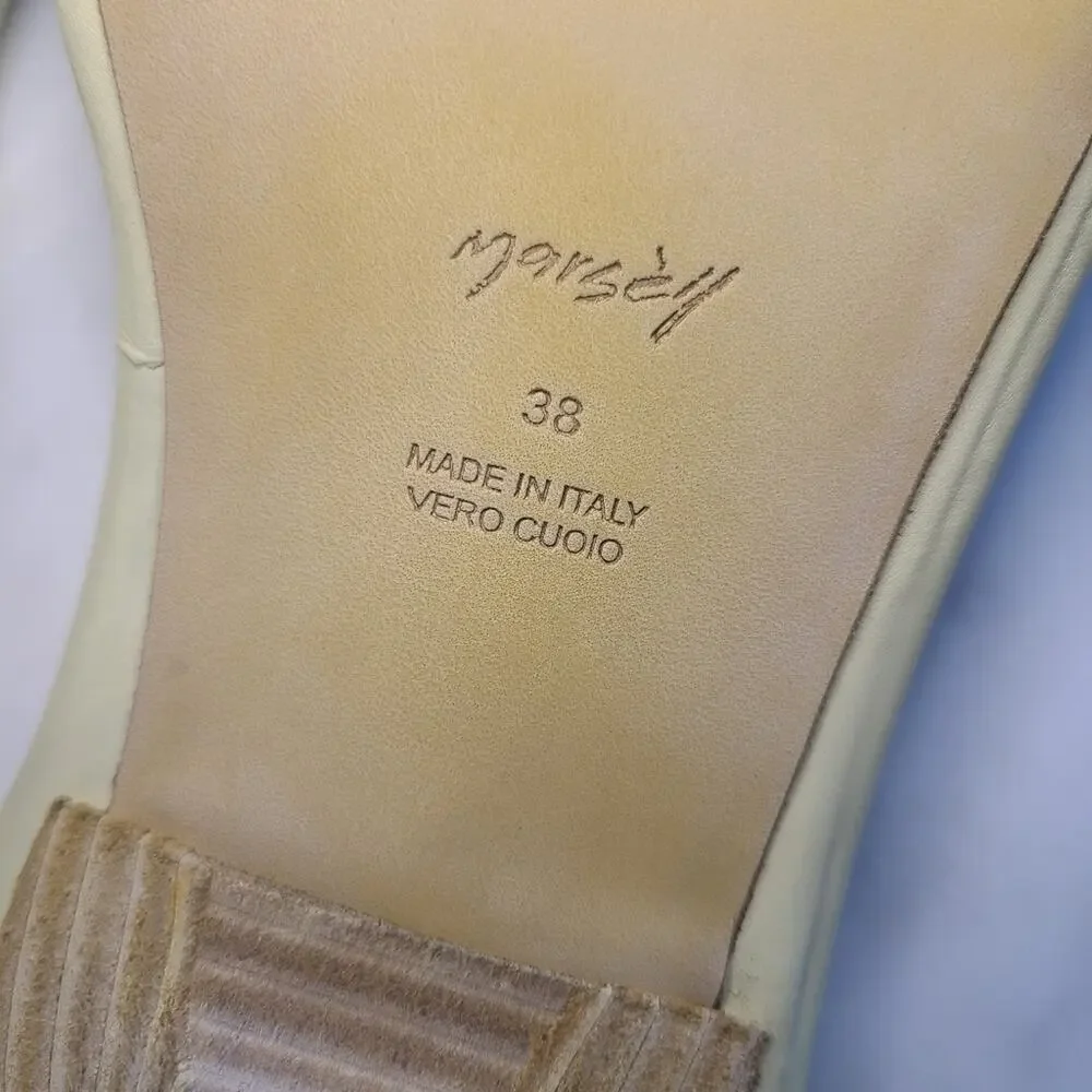 Marsèll Spilla Sandola Leather Kitten Heel Pale Green 38 NIB